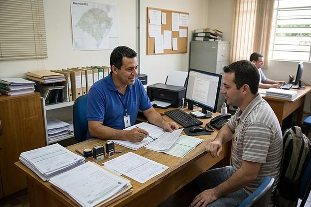 Despachante dando consultoria a cliente em Gravataí.